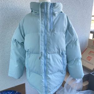 Sky blue puff jacket winter coat